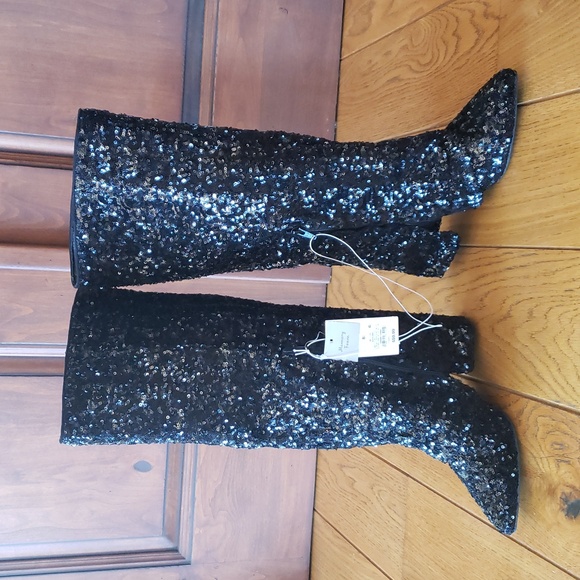 NWT A New Day Sequin Black Women's Boots Size 8.5 - Picture 6 of 14